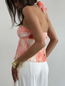 Aloruh Women's Tie-Dye Twist Design Fashion Halter Neck Camisole - Multicolor - View 2