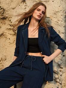 MOTF PREMIUM DRAWSTRING ELASTIC WAIST LONG JEANS, SPRING/SUMMER - Blue - View 8