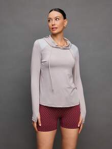 Activina 修身撞色卫衣 - 淺灰色 - 查看 5