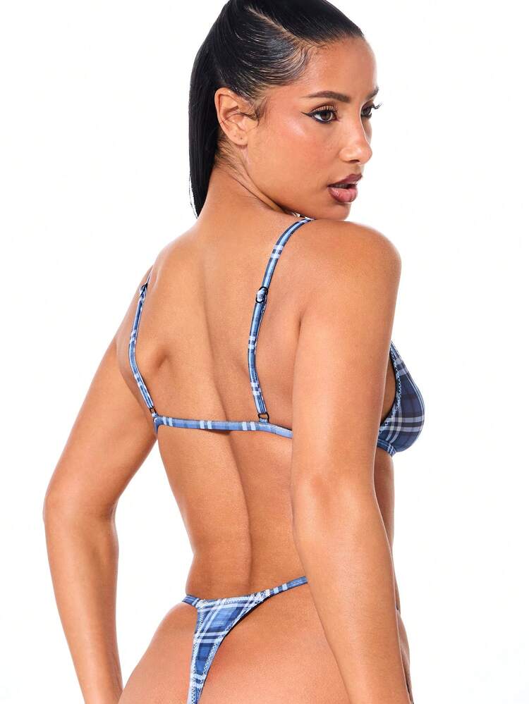 SUMWON WOMEN Plaid Check Triangle Bra And Thong Set