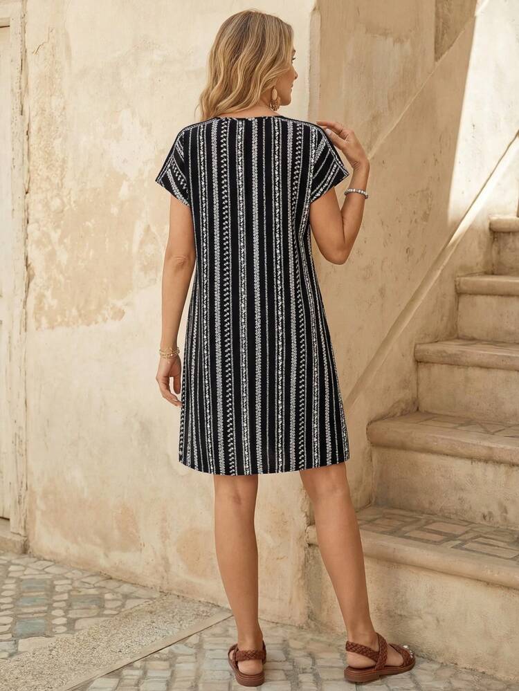Ladies' Floral Print V-Neck Dress