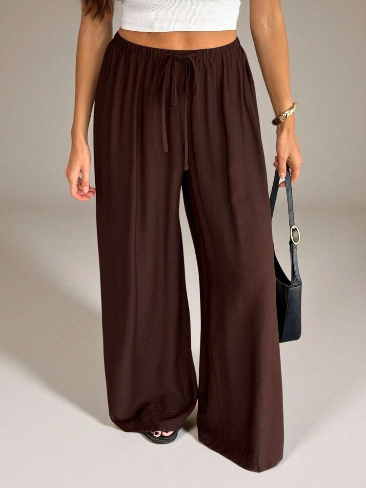 SHEIN Tall Spring & Summer Women Romantic/Prom/Formal/Birthday/90s /Business Casual Woman/Elegant/Western Wear/Going Out/Fashion/Casual/Y2k /Club/Office /Cocktail/Vintage/Bodycon/Rave Festival/Funny/Classy/Old Money/Streetwear/Vacation /Country Concert /Work /Modest/Spring Break/Bachelorette /Concert/Baddie/Basic/Graduation/Low Rise/Baggy/Straight Leg/Wide Leg/Pants - Brown - View 6