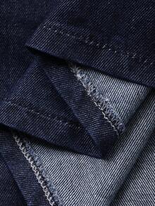 FRIFUL Ensemble en jean décontracté pour femmes avec volants à l'ourlet et liens - Bleu azur - Voir 3