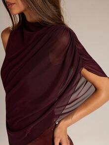 SHEIN x Tata & Beatriz SHEIN BAE Women's Sleeveless Solid Brown Shawl Tank Top - Purple - View 7