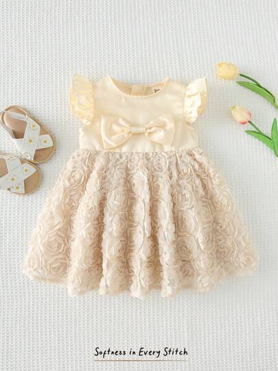 Cozy Pixies 女婴碎花纯色圆领无袖腰连衣裙