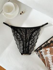 Women's Sexy Leopard Print Lace Patchwork Panties - Multicolor - View 2