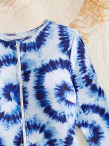 Swim SPRTY Áo tắm liền thân mùa hè dành cho nữ, in họa tiết nhiều màu ngẫu nhiên, tay dài, thiết kế khóa kéo, đồ bơi thể thao giúp thon gọn vóc dáng. - Nhiều màu - Xem 6