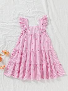 SHEIN 这款少女夏季浅蓝色花园风长款吊带连衣裙，采用梭织面料，A字版型，柔和的浅蓝色调搭配精致的吊带设计，裙身点缀着白色小花图案，宛如春日盛开的花朵。适合假日海滩玩耍、郊游、居家休闲、婚礼、生日、派对表演等各种场合。 - 粉色 - 查看 2