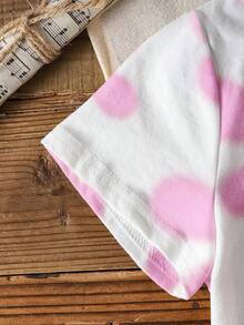 BABY SHARK X SHEIN 女童极简印花圆领短袖T恤 - 白色 - 查看 6