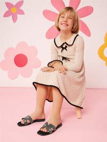 Mini mi סנדל Slide Slide Black Sparkling Rhinestone לילדים - אנטי החלקה, נוחות, סגנון Bigtime, חיוני ונצחי - שחור - ראה 2