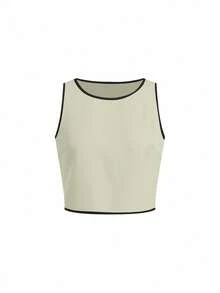 Ellevyn 2pcs Women Casual Contrast Trim Sleeveless Top And Pants Set - Mint Green - View 2