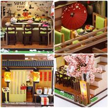 寿司餐厅 DIY 微型房屋创意工艺套装，组装木制房屋模型玩具，微型建筑装饰品，培养青少年的动手能力和逻辑思维能力。 - 彩色 - 查看 3