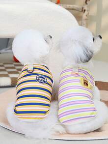PETSIN Pet Spring New Dog Clothes Animal Supplies Pet Clothing Dog Tank Top Cat T-Shirt Teddy Outfits Small Animal Attire Casual Cool Tank Top Dog Clothes Cat Clothes Two-Season Spring & Summer New Tank Top - Multicolor - View 10