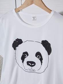 2pcs/Set Teenage Boys' Casual Cartoon Print Loose Fit Long Pants And Short Sleeve Loungewear Set - White - View 9