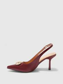 CUCCOO BIZCHIC Women's Pointed Toe Stiletto Heel Elegant Commuting Fashion Versatile Sandals - Burgundy - View 10