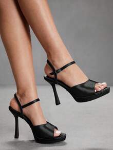 CUCCOO SZL Women's Fashion High Heel Waterproof Platform Round Toe Evening Pumps - Black - View 3