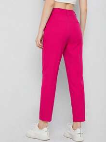 EURMUSE Women's Solid Color Simple Daily Suit Pants  - Pink - View 2
