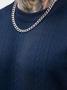 Manfinity CasualCool 男士高品质提花面料无袖背心，休闲度假之选，简约办公之选，适合正式或非正式场合，百搭设计，自穿或送礼皆宜。 - 寶藍色 - 查看 6