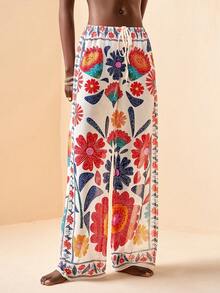 Zivah 2026 Pantalones y cubrecosturas de mujer con estampado de ubicación casual de resort, nueva colección primavera/verano - Rojo - Ver 5