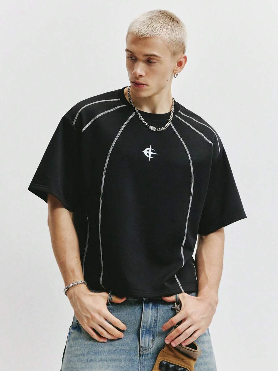 TOKVUE Men's Casual Round Neck Drop Shoulder Short Sleeve T-Shirt, Summer Fashion - Black - View 1