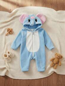 Enterizo bebe animalitos con capucha suave adorable - Celeste - Ver 1