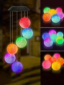 Four Solar-Powered Hummingbird/Butterfly/Heart/Round Wind Chime Lights, Colorful 6-LED Hanging Lights, Featuring A Romantic Purple And Yellow Butterfly And Blue Hummingbird Design, Suitable For Patio Decoration, Balcony, Outdoor Garden Decoration, Party And Holiday Atmosphere Creation (Solar Powered). - multicolor - View 4