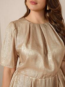 Comfylo Blouse à volants de luxe avec taille cintrée, convenant pour les déplacements, les sorties, les fêtes de carnaval et la Saint-Valentin. Tailles plus - Doré - Voir 6
