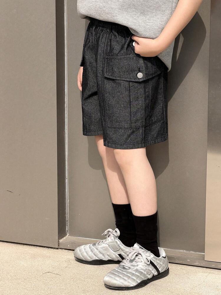 Tween Boys' Cargo Pocket Relaxed Fit Denim Shorts Summer