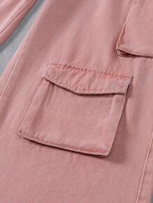 Manfinity Denimwave Men's Casual Loose Flap Pocket Cargo Denim Jeans - Pink - View 6