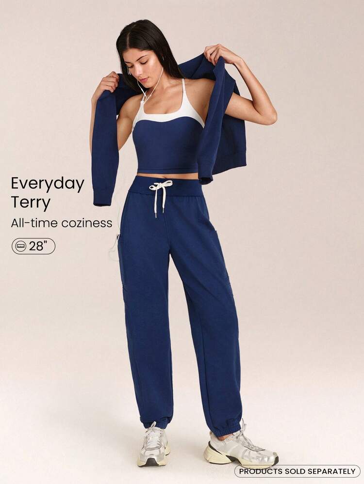 Everyday Fleece On-The-Glow Soft Warm Lightweight Adjustable Contrasting Drawstring Waist Pockets Cargo Joggers Daily Casual Street Wear