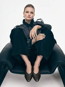 Mnmlis Giày bít mũi kiểu Anh cổ điển dành cho nữ, mẫu thời trang mới mùa xuân/hè, giày bệt màu đen đa năng, thích hợp mang ngoài trời, dịp Giáng sinh. - Than chì đen - Xem 7