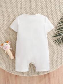 SHEIN Playful Pals Bộ áo liền quần cho bé trai in hình khủng long dễ thương, mềm mại và thoải mái, thích hợp mặc hàng ngày hoặc làm quà tặng ngày lễ. - Màu be - Xem 2