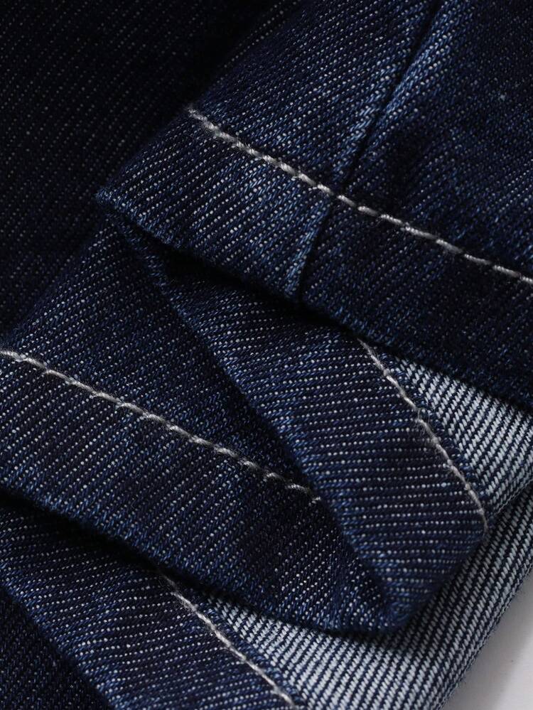 2pcs Young Girl Girls Denim Round Neck Short Sleeve Top And Shorts Set, Fall Outfit Summer