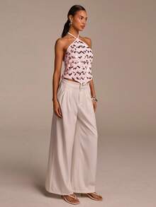 COSMINA 女士亮片不对称下摆衬衫，优雅浪漫的夏季婚礼宾客、派对、鸡尾酒会、约会、海滩度假、休闲穿着之选 - 彩色 - 查看 6