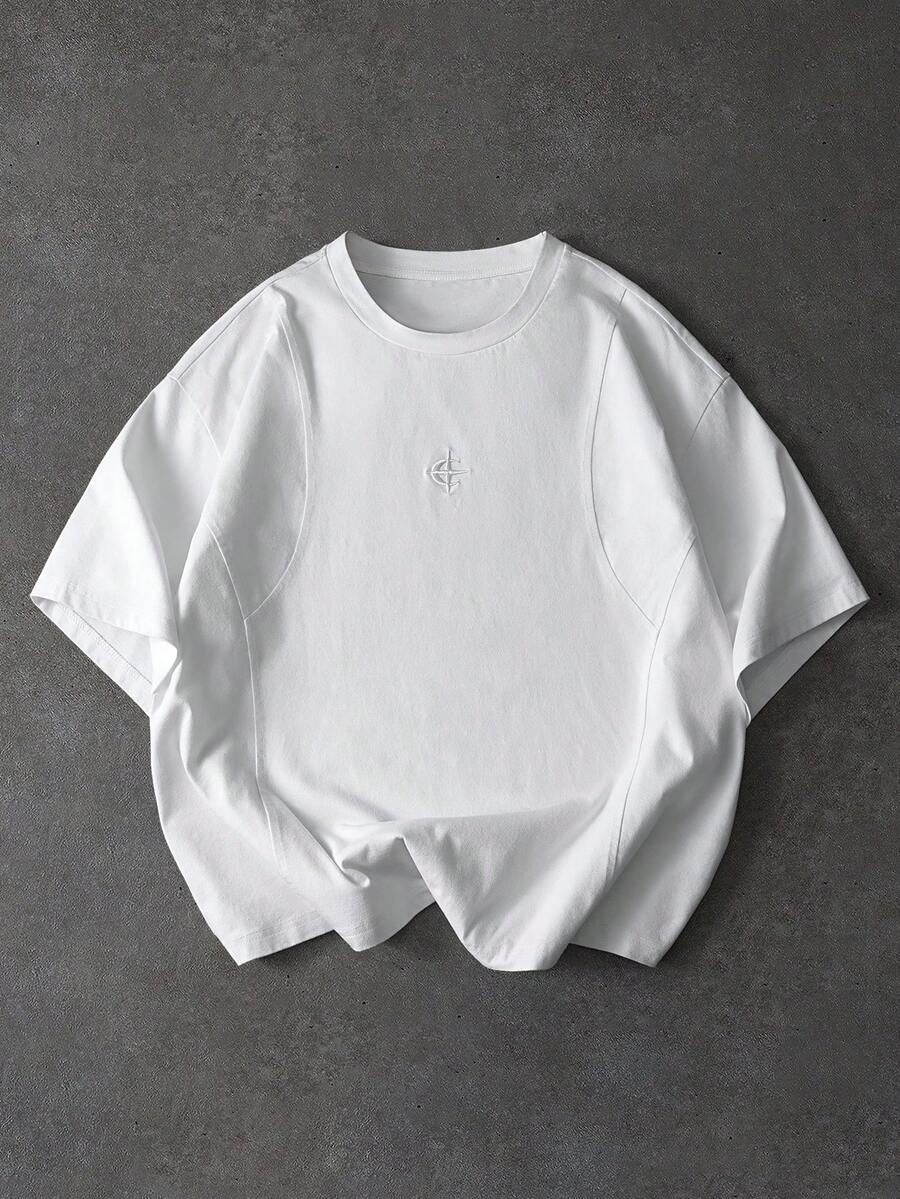 PAVTROS Áo thun nam tay ngắn thêu họa tiết, chất liệu denim mài, thích hợp cho Ngày Valentine, Xuân Hè, Phong cách Y2K, Lễ hội Mardi Gras, Cổ điển, Thời trang đường phố, Tiệc tùng, Ngày Thánh Patrick, Đi chơi. - trắng - Xem 1