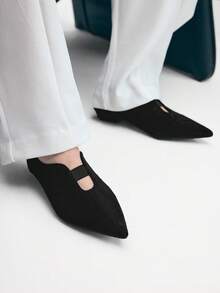 Mnmlis Mocasines planos de punta fina, versátiles y de moda para mujer - Negro - Ver 10