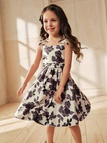 SHEIN Young Girl' Ditsy Floral Dress, Suitable For Daily Outings And Vacation - Multicolor - View 1