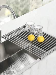 Over-Sink Extendable Dish Rack, Adjustable Stainless Steel Drainer Board With Arms - Multi-Purpose Kitchen & Bathroom Sink Organizer For Utensils, Fruits, Vegetables - Multicolor - View 4