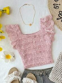 SHEIN Tween Girls' Fashionable Casual Square Neck Sleeveless Top - Pink - View 3