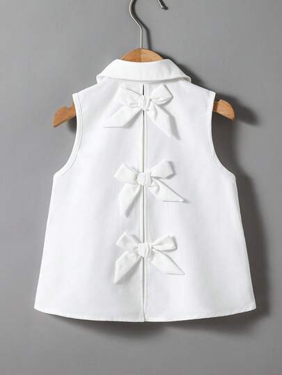 SHEIN 女童纯色无袖休闲衬衫