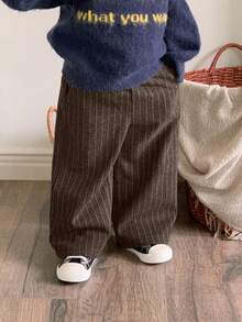 DAZY Toddler Boys' Casual Striped Loose Straight Leg Pants - Coffee Brown - View 4