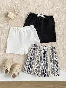 SHEIN 3PCS Young Boys Shorts - Multicolor - View 1