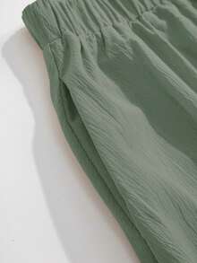 EMERY ROSE Plus Size Solid Color Casual A-Line Skirt, Suitable For Spring And Summer - Green - View 5