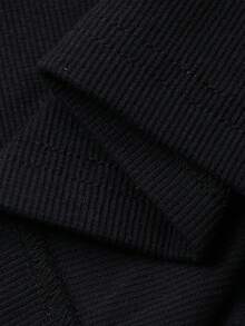 DAZY 休闲修身时尚街头风镂空拉链设计长袖T恤，女士春夏款 - 黑色 - 查看 3