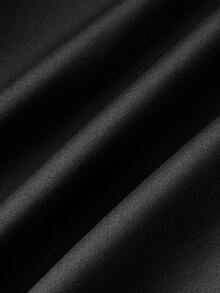 SHEIN MOD 纯色吊带露背大蝴蝶结缎面中长连衣裙 - 黑色 - 查看 4