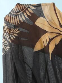 Swim Oasis 女士两件套印花性感连体泳衣，适合海滩、约会、派对、春夏穿着，高端时尚度假风 - 黑色 - 查看 7