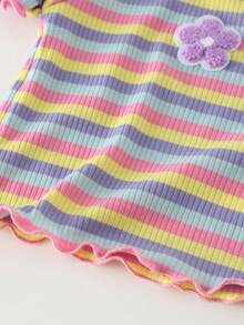 Cozy Pixies 3件套女婴碎花印花柔软针织圆领短袖上衣套装 - 彩色 - 查看 6