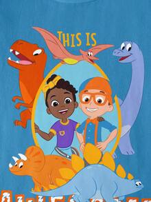 Blippi X SHEIN 男童极简印花圆领短袖T恤 - 白色 - 查看 6