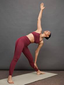 Activina 女士高腰无缝波点打底裤 - 鏽棕色 - 查看 3