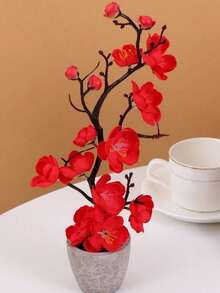 1 chậu hoa đào nhân tạo 30cm kèm bình, cây hoa mùa xuân nhân tạo trang trí trong nhà và ngoài trời, cây giả, trang trí mùa thu, phòng, bàn làm việc, trang trí sân vườn, đồ trang trí nhà cửa ngày Valentine, hoa giả trang trí phòng khách, đám cưới, sinh nhật, trang trí mùa thu, trang trí nhà bếp, cây giả trang trí nhà cửa, đồ dùng học tập cho năm học mới - trắng - Xem 17